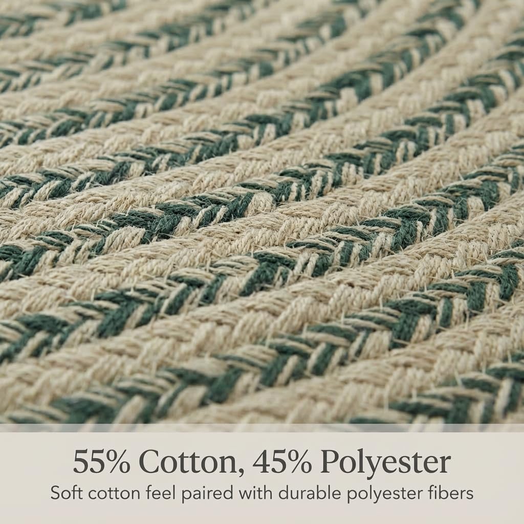 Raleigh Green Cotton Braided Rug 20" X 30" #shape_Oval