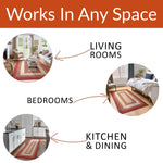 Red, Cream Braided Rug - Soft Cotton Bordered Area Rug for Rustic Farmhouses