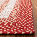 Red, Cream Braided Rug - Soft Cotton Bordered Area Rug for Rustic Farmhouses