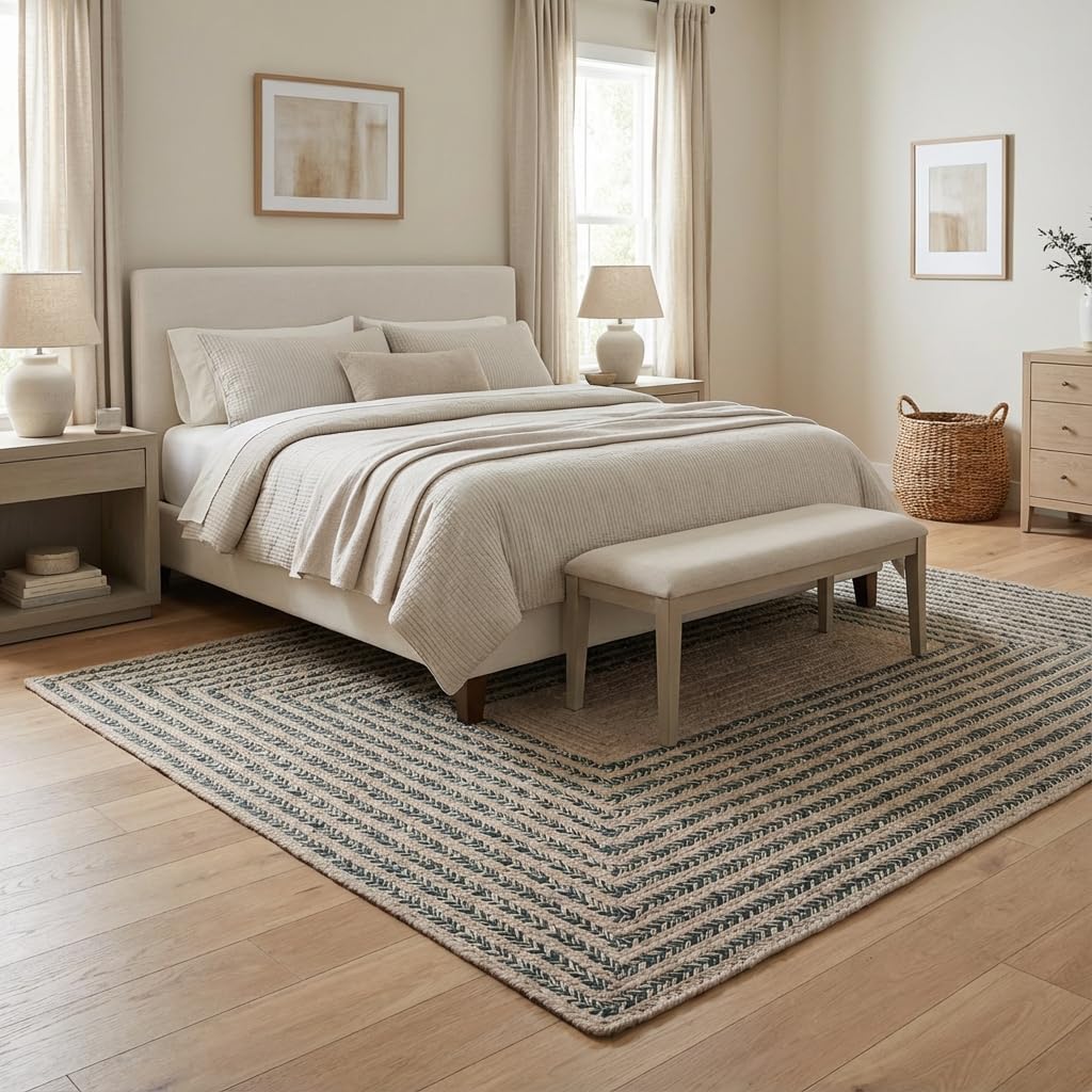 Raleigh Green Cotton Braided Rug 6' x 9' #shape_Rectangle