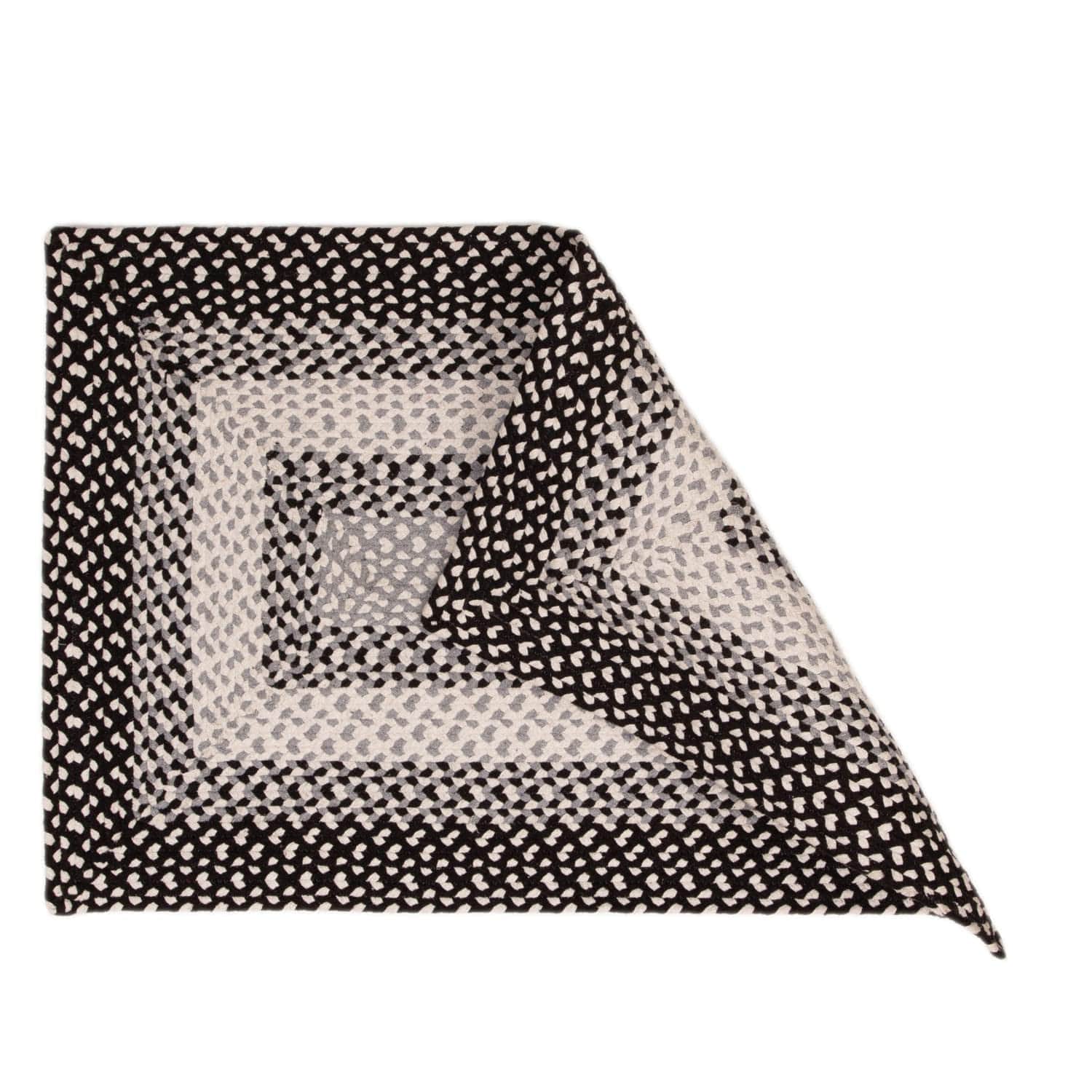 Black, Gray Braided Rug - Soft Cotton Bordered Area Rug for Rustic Farmhouses