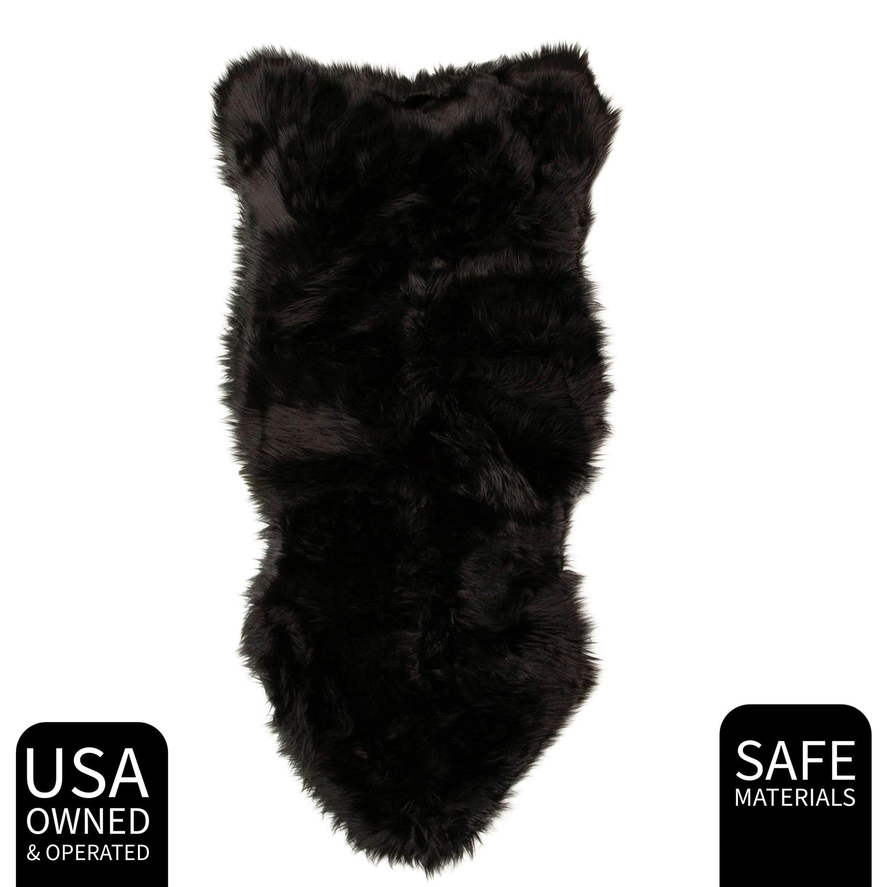 Black Serene Faux Fur Solid Fake Sheepskin Rug