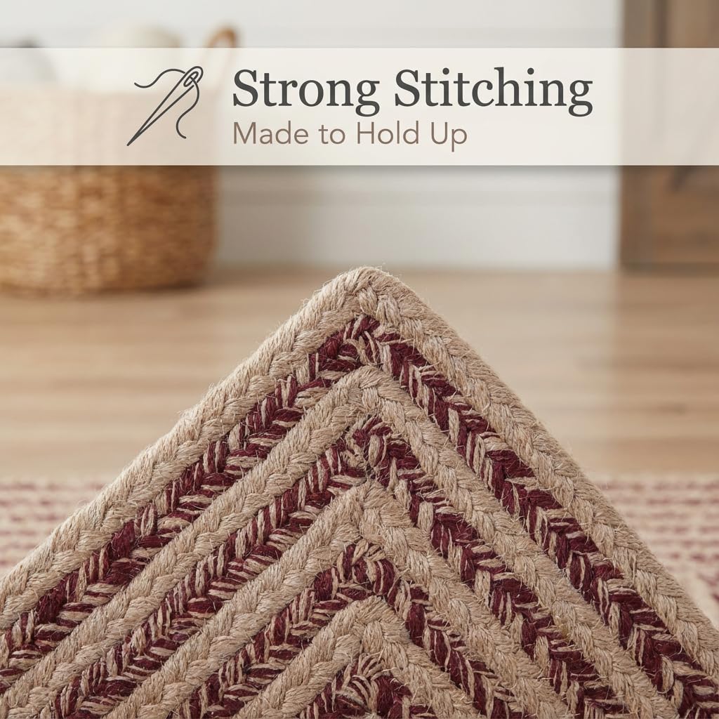 Raleigh Burgundy Cotton Braided Rug 2' X 3' #shape_Rectangle