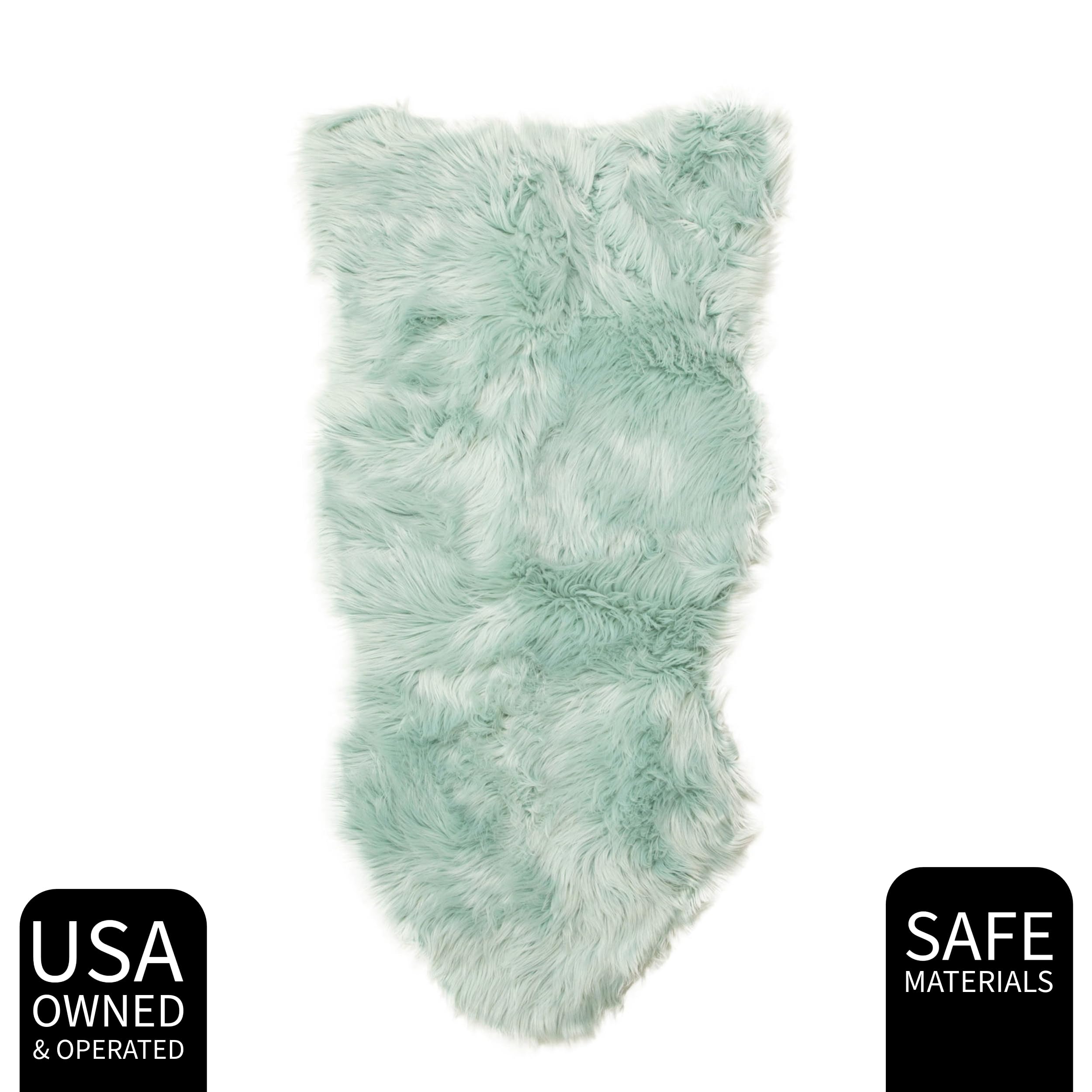 Teal Serene Faux Fur Solid Fake Sheepskin Rug