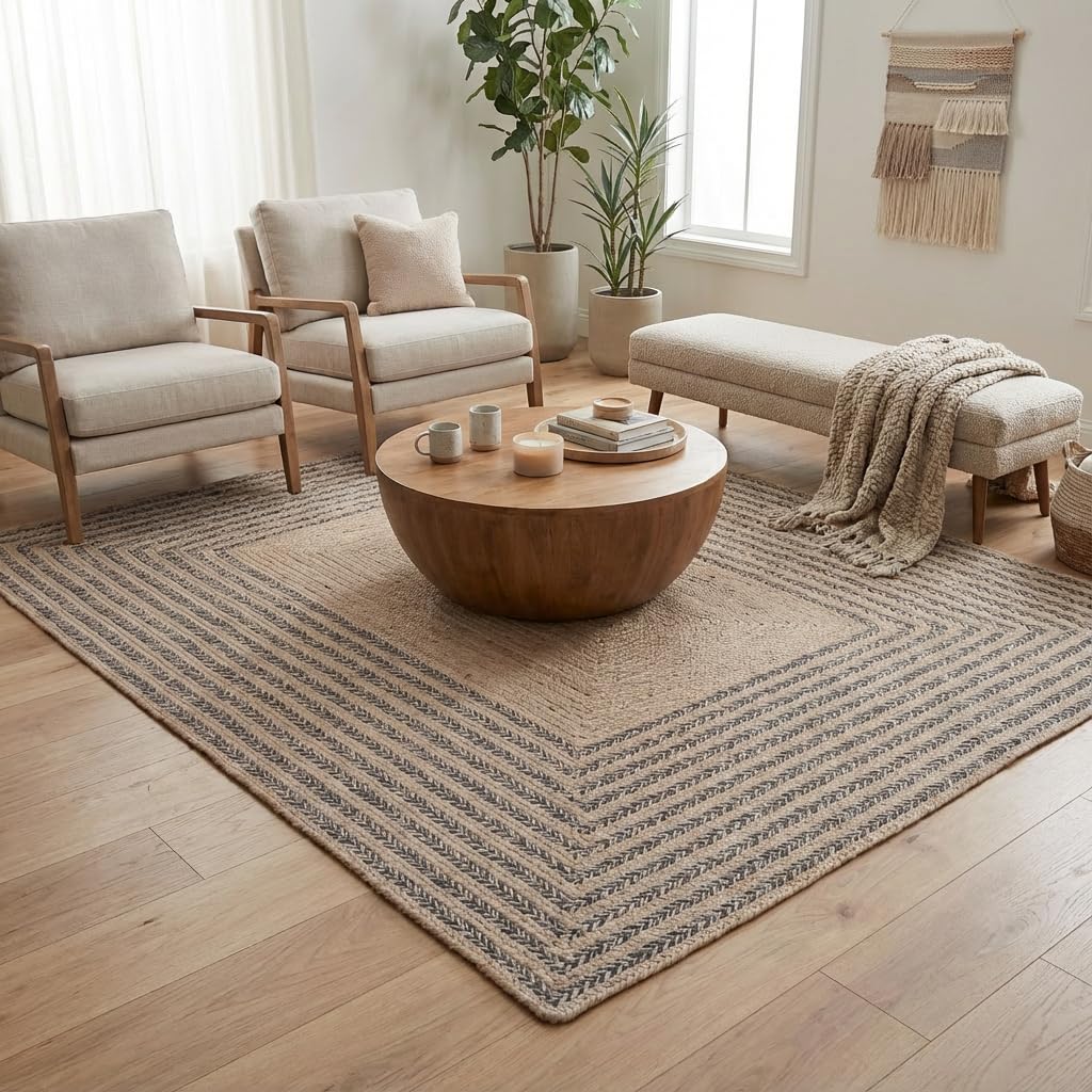 Raleigh Charcoal Cotton Braided Rug 6' x 9' #shape_Rectangle