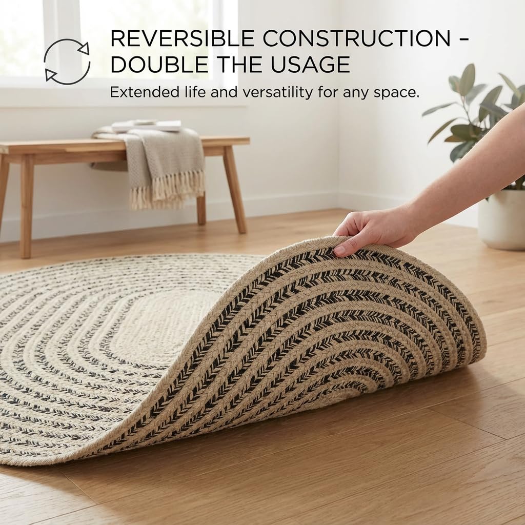 Raleigh Brown Cotton Braided Rug 20" X 30" #shape_Oval
