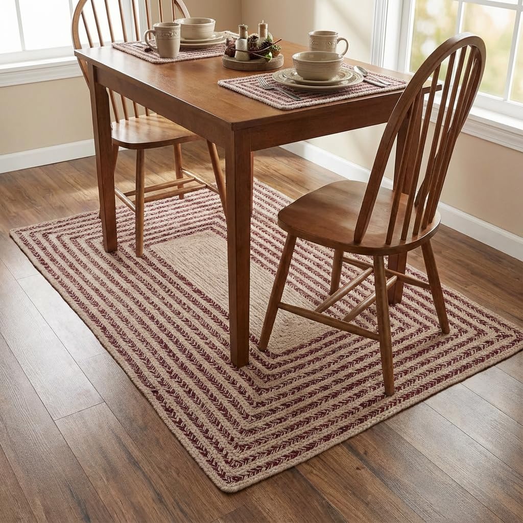 Raleigh Burgundy Cotton Braided Rug 3' X 5' #shape_Rectangle