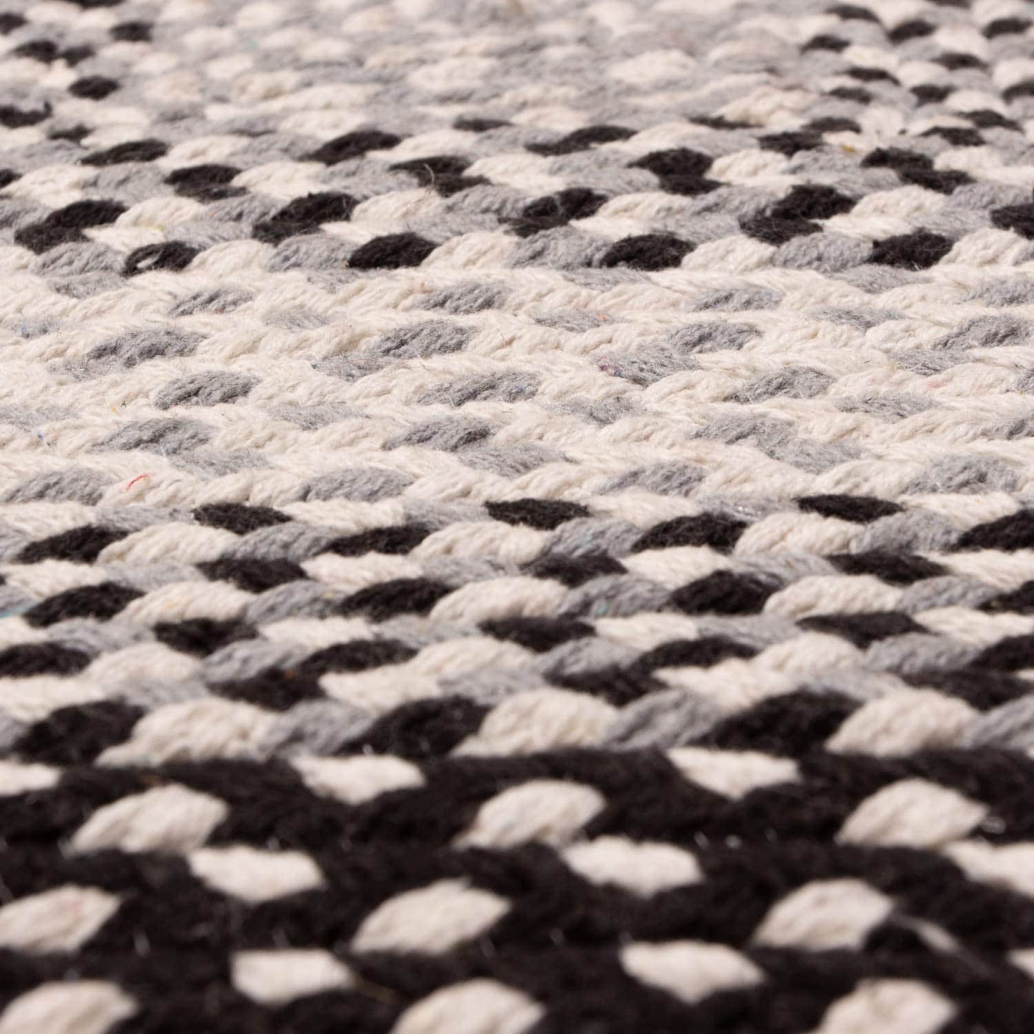 Black, Gray Braided Rug - Soft Cotton Bordered Area Rug for Rustic Farmhouses
