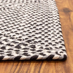 Black, White, Gray Tri-Color Soft Cotton Braided Rug