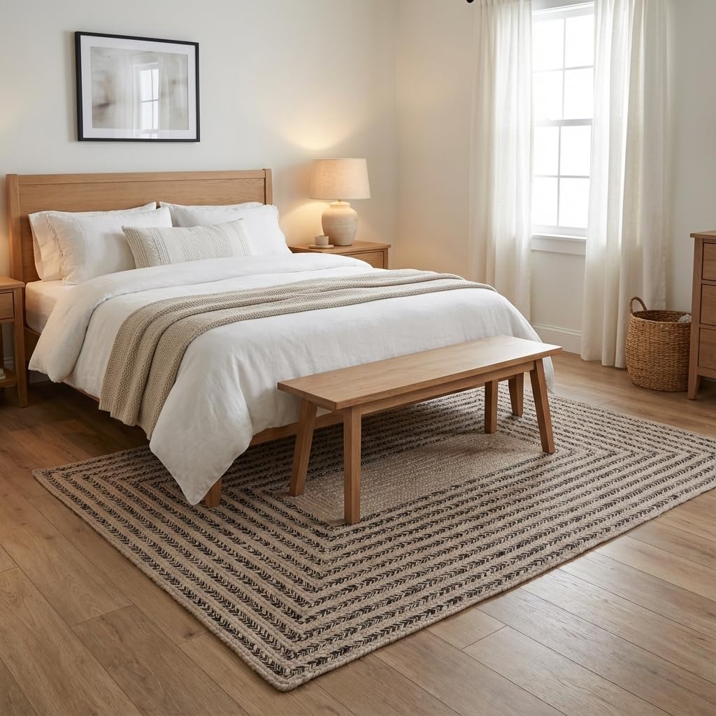 Raleigh Brown Cotton Braided Rug 5' x 7' #shape_Rectangle