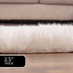 Ivory Serene Faux Fur Solid Fake Sheepskin Rug