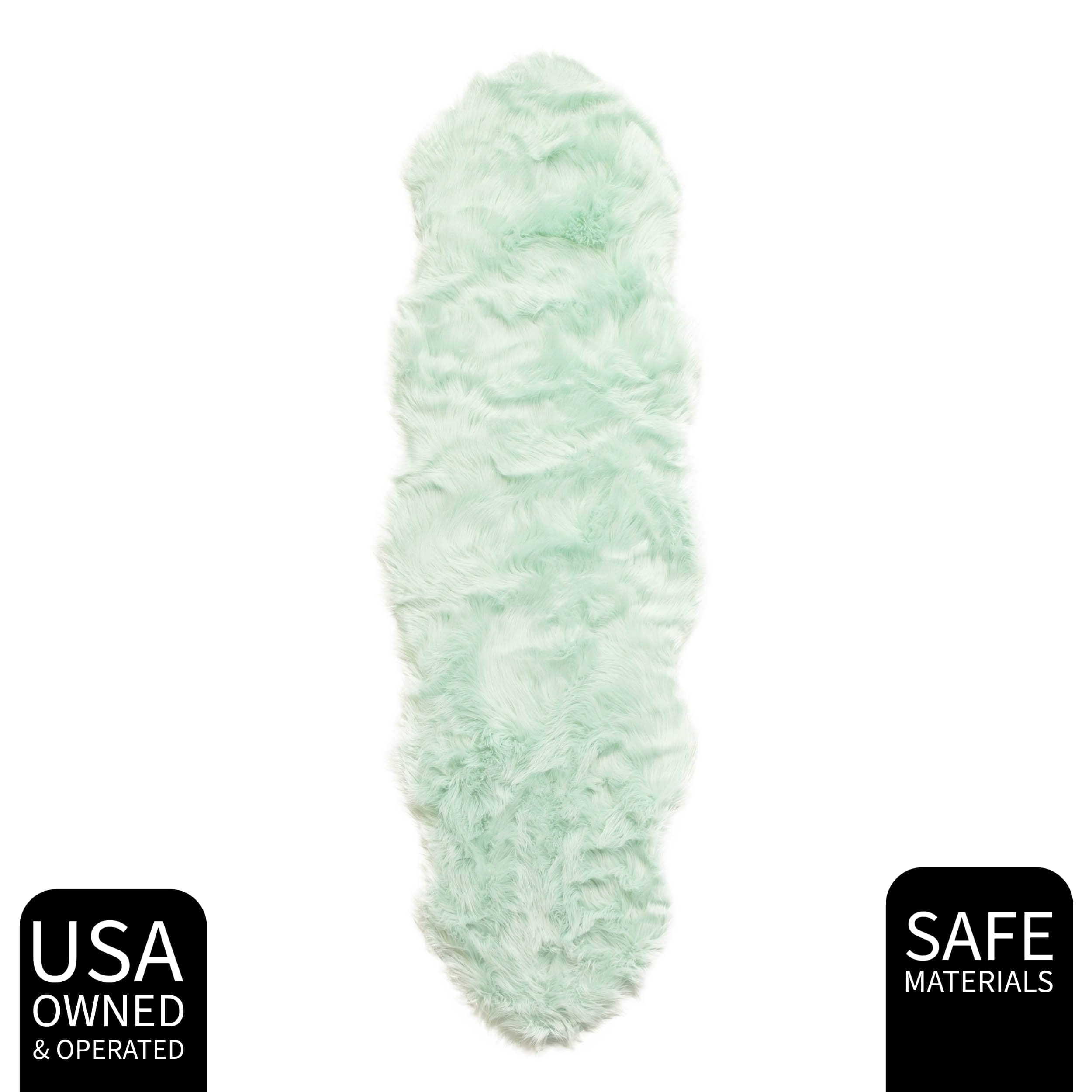 Mint Green Serene Faux Fur Solid Fake Sheepskin Rug