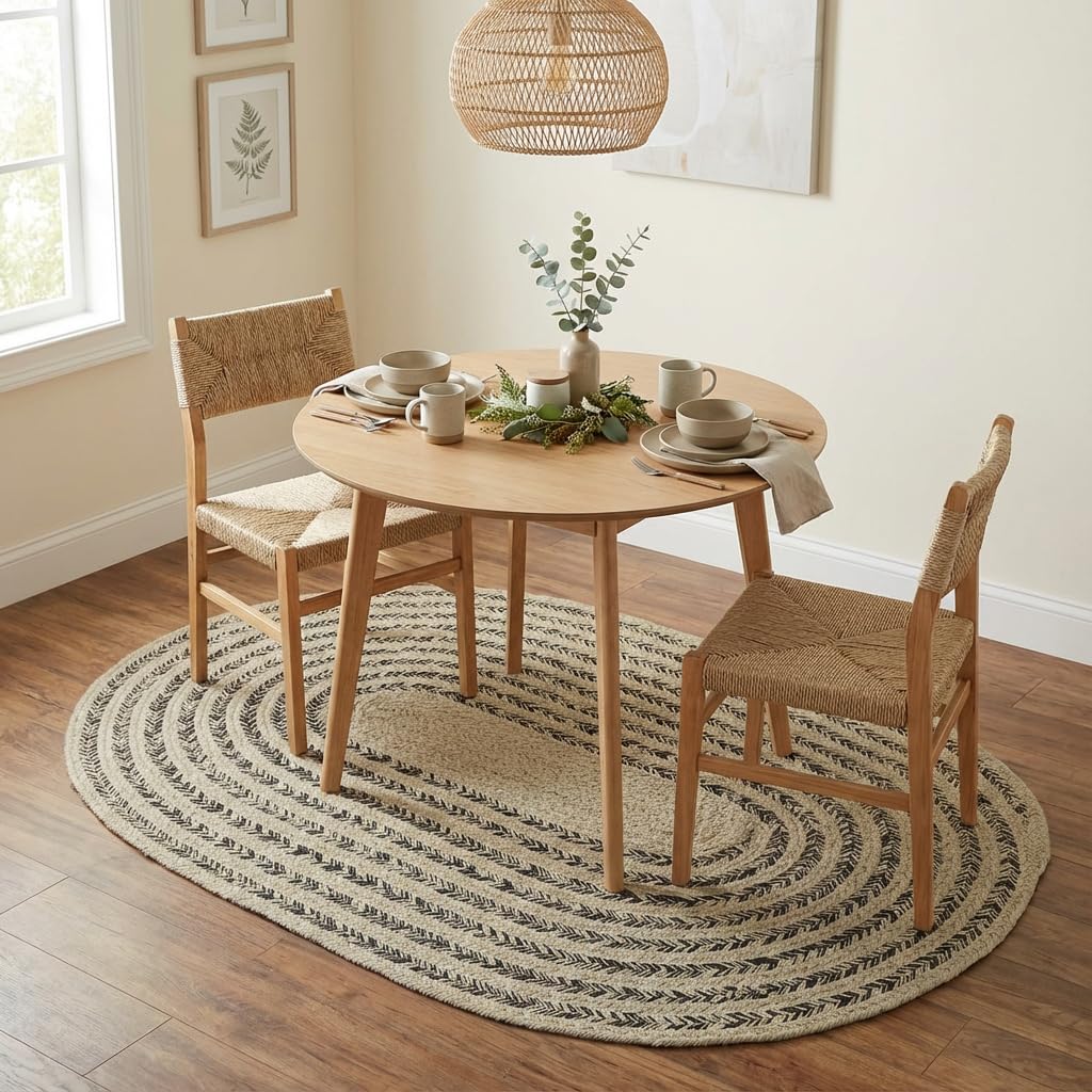Raleigh Brown Cotton Braided Rug 4' x 6' #shape_Oval