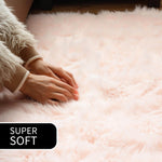 Light Pink Serene Faux Fur Solid Fake Sheepskin Rug