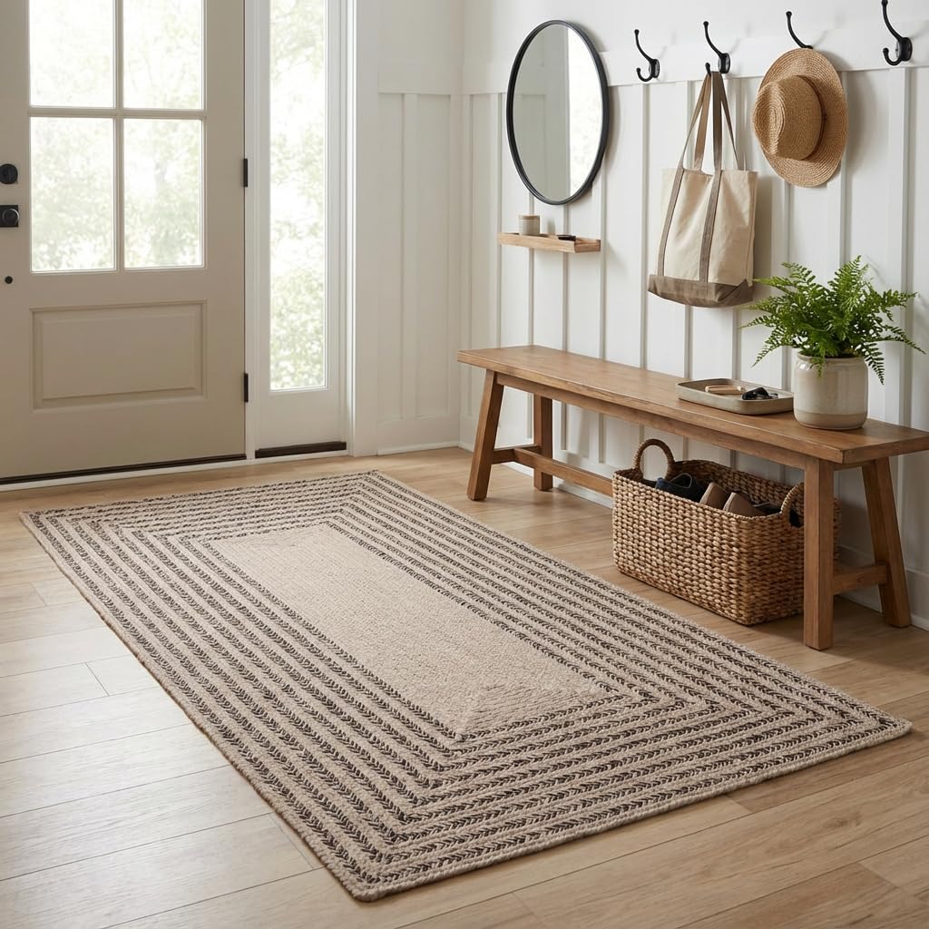 Raleigh Brown Cotton Braided Rug 3' X 5' #shape_Rectangle