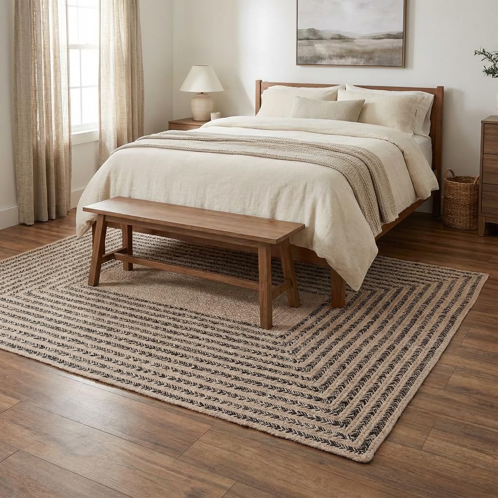 Raleigh Black Cotton Braided Rug 5' x 7' #shape_Rectangle