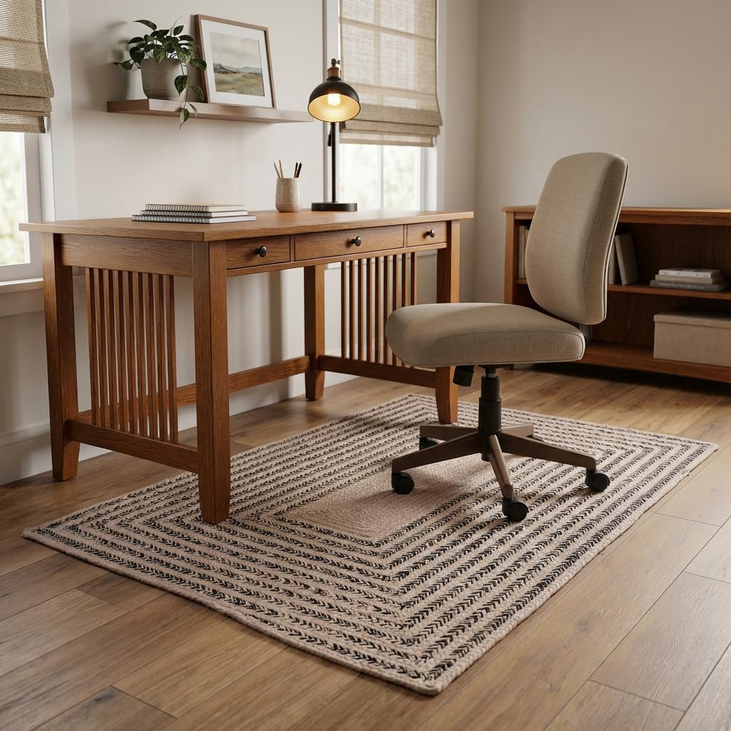 Raleigh Black Cotton Braided Rug 4' x 6' #shape_Rectangle