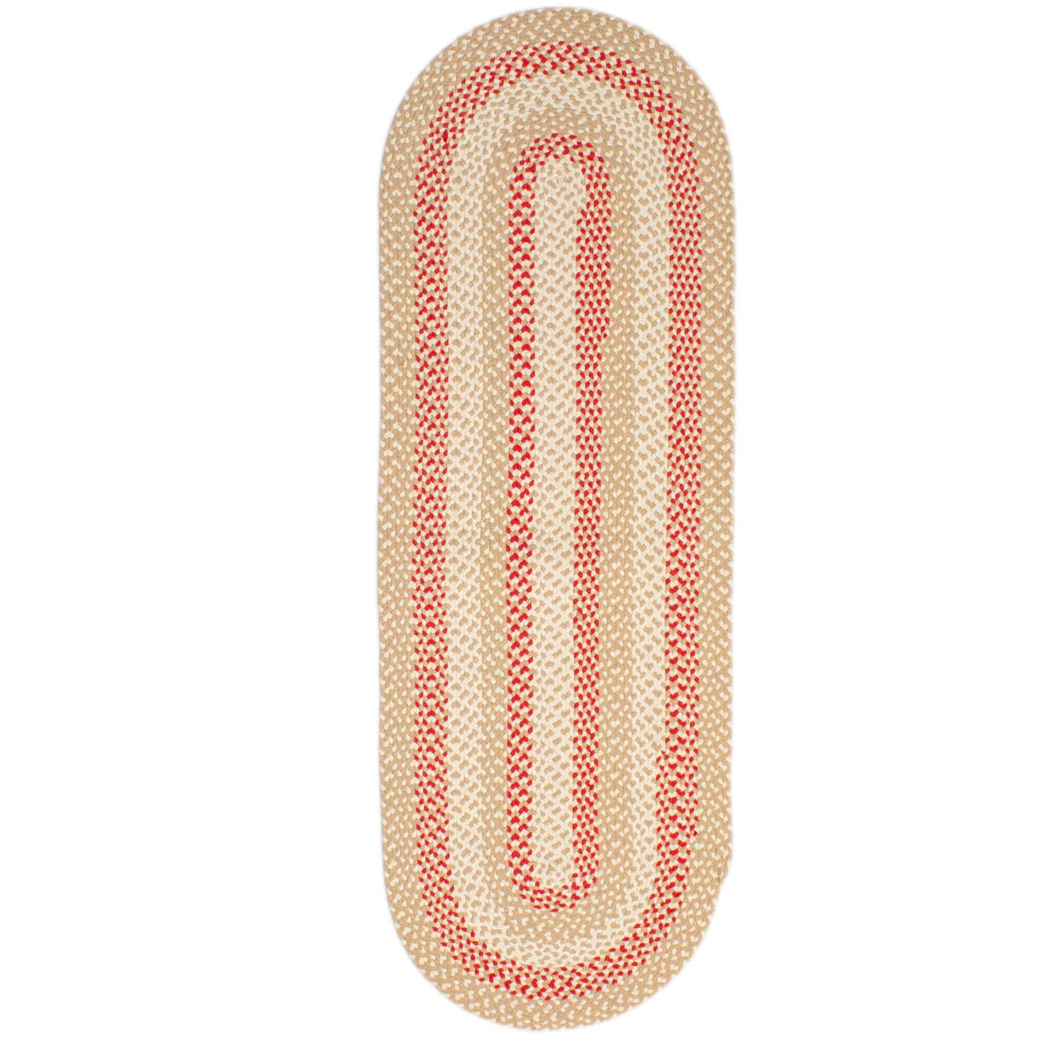 Beige Charming Braided Rug for Farmhouse Living Rooms and Bedroom