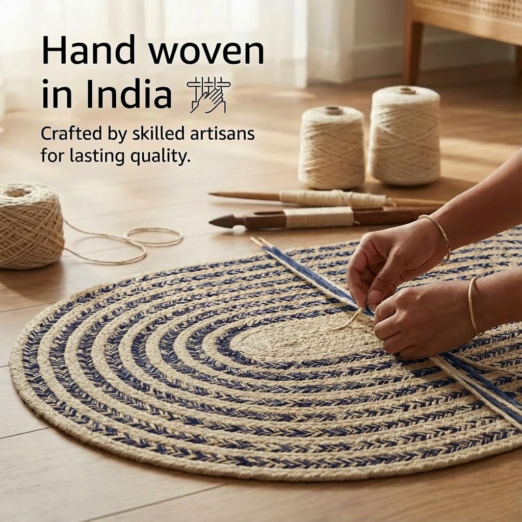 Raleigh Navy Cotton Braided Rug 20" X 30" #shape_Oval