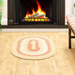 Beige Charming Braided Rug for Farmhouse Living Rooms and Bedroom