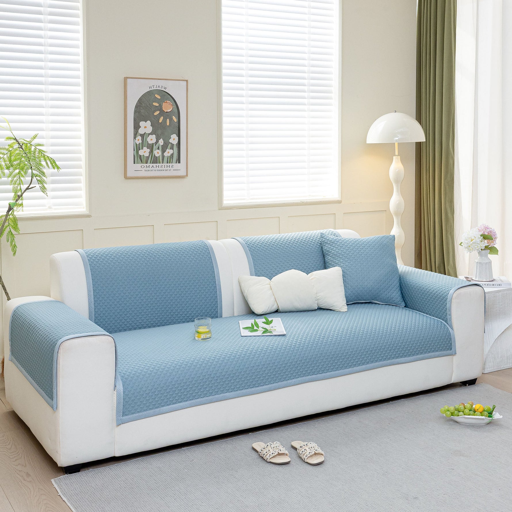 Non-Slip Diamond Quilted Sofa Cover, Separate Pieces Sectional Couch Protector