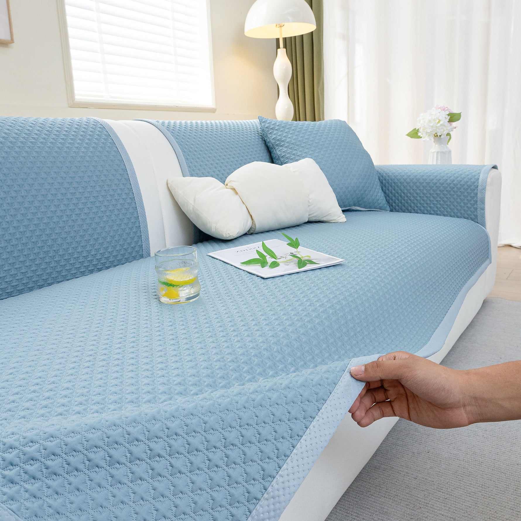 Non-Slip Diamond Quilted Sofa Cover, Separate Pieces Sectional Couch Protector