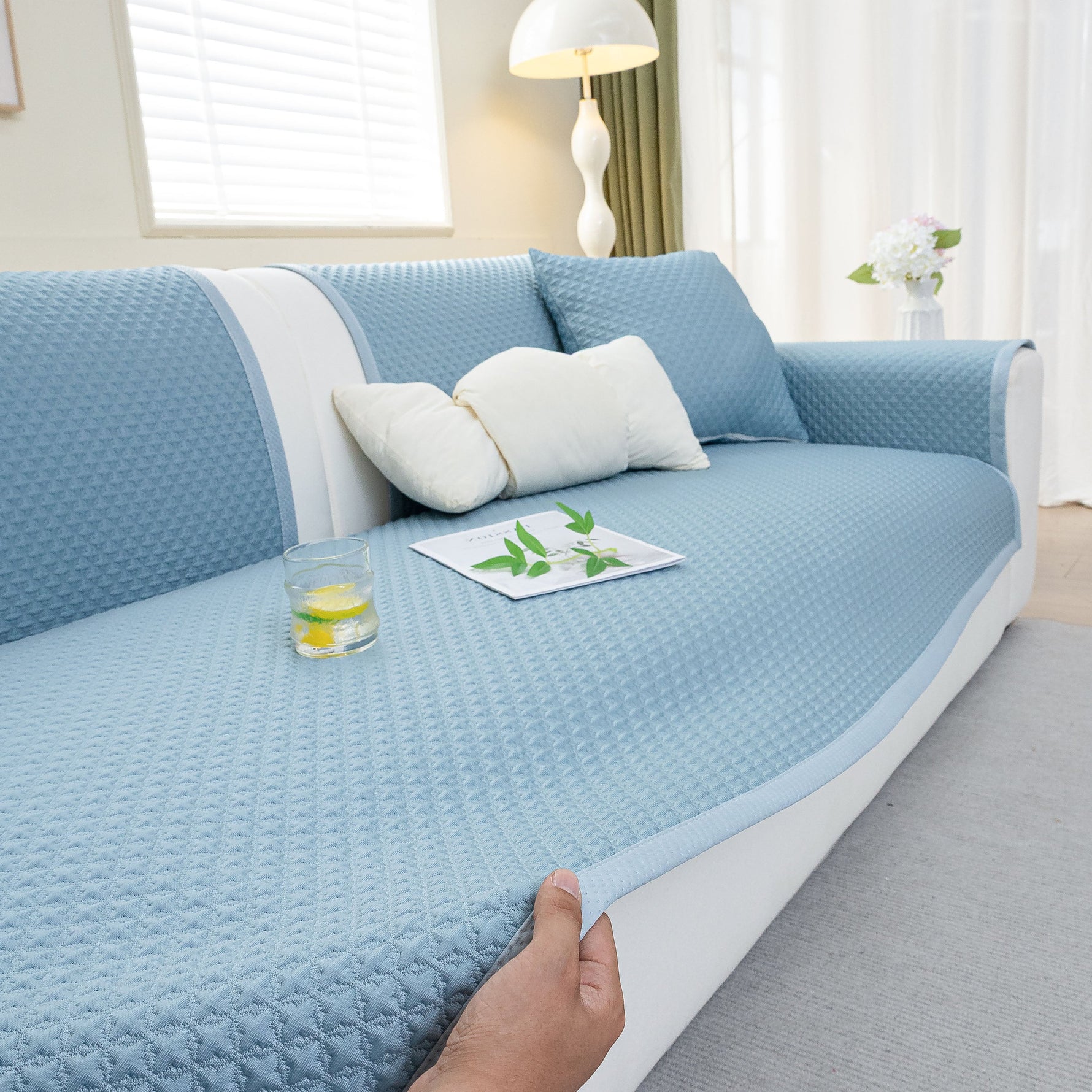 Non-Slip Diamond Quilted Sofa Cover, Separate Pieces Sectional Couch Protector