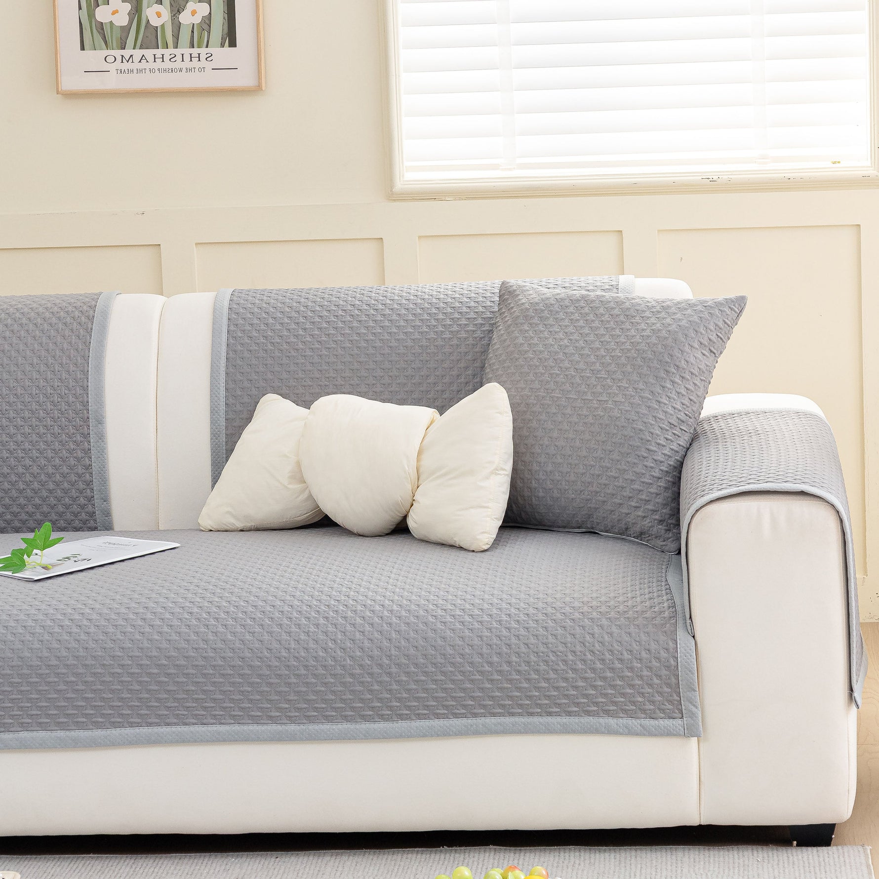 Non-Slip Diamond Quilted Sofa Cover, Separate Pieces Sectional Couch Protector