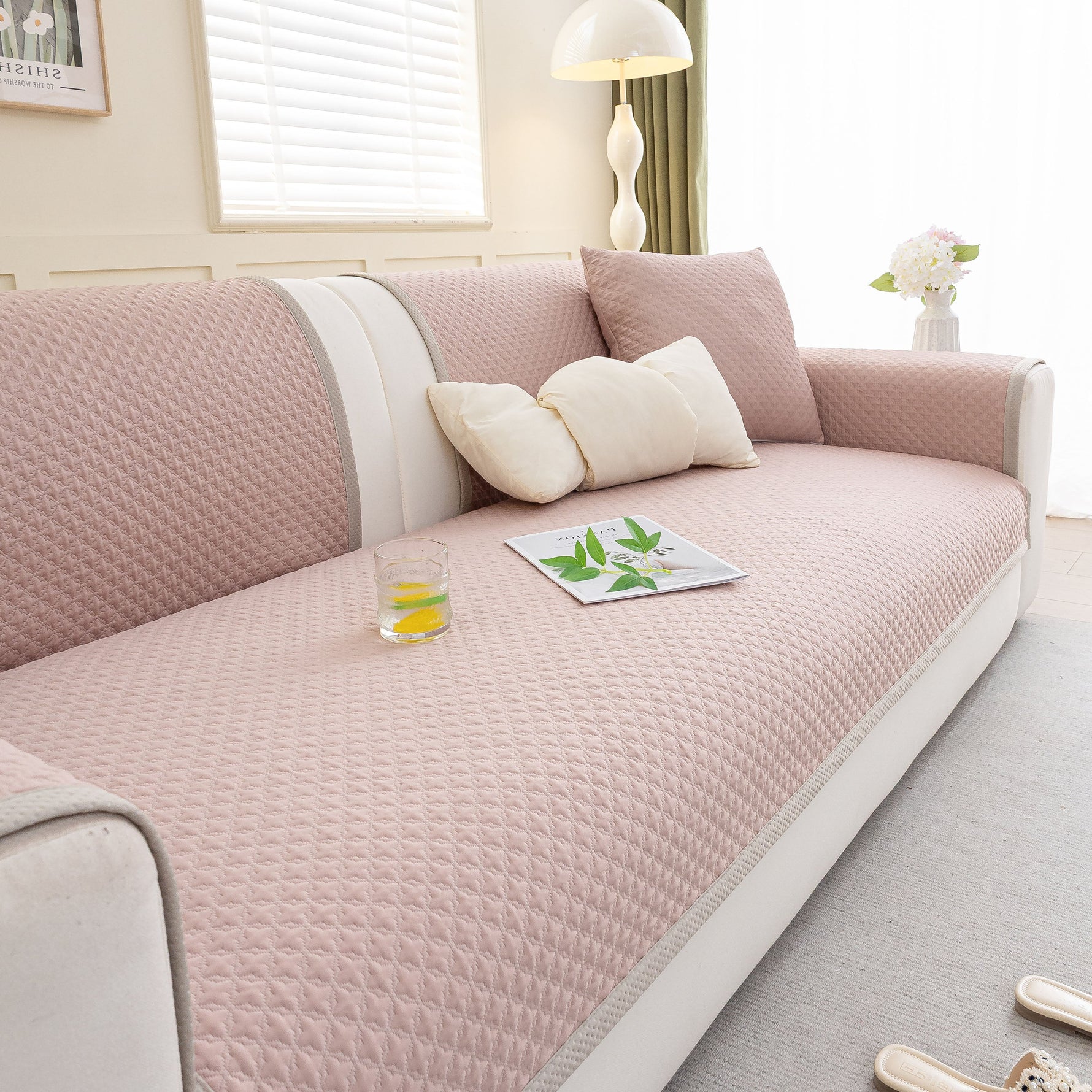 Non-Slip Diamond Quilted Sofa Cover, Separate Pieces Sectional Couch Protector