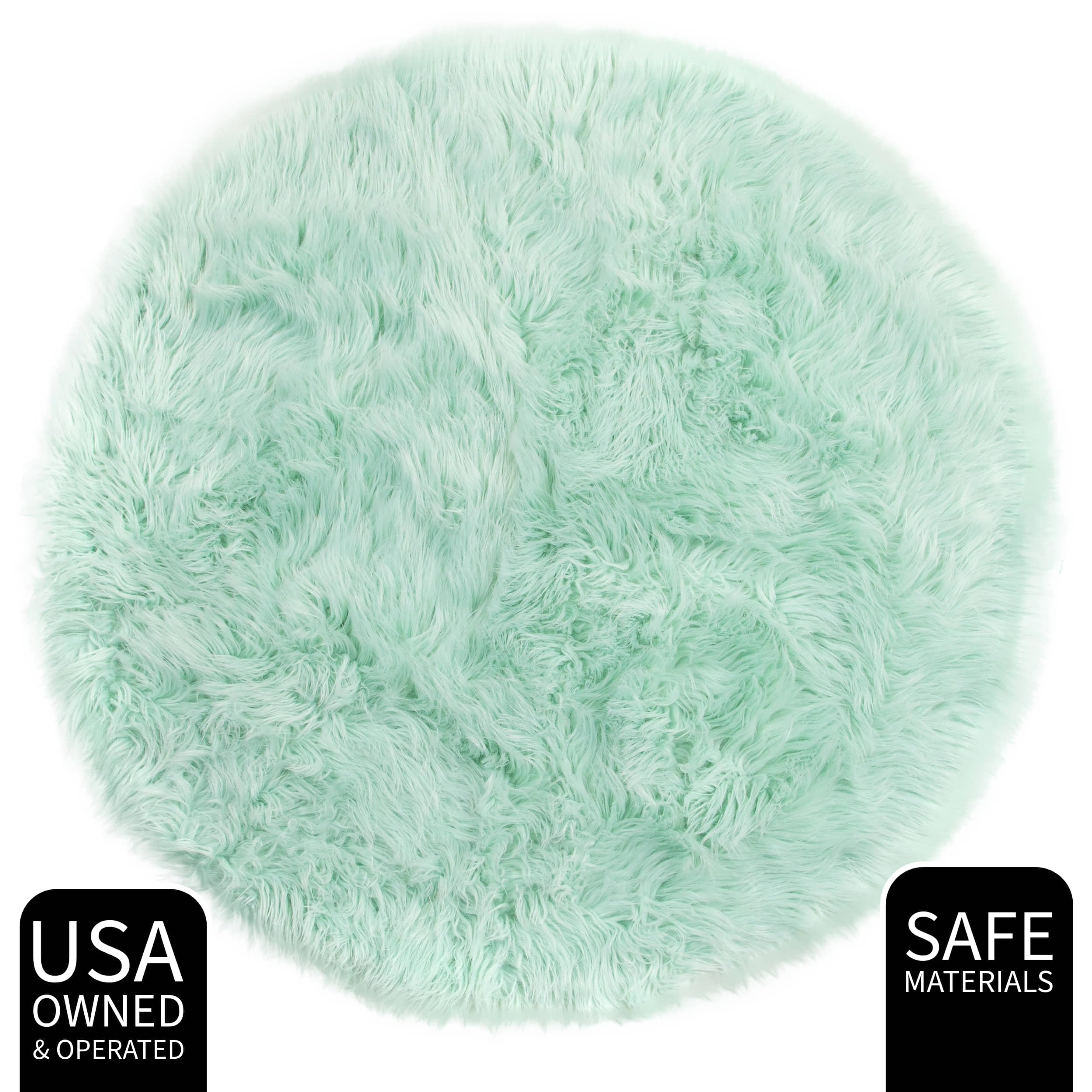 Mint Green Serene Faux Fur Solid Fake Sheepskin Rug