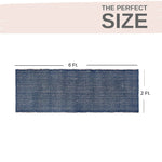 Navy Jute & Cotton Woven Rug - Simple Farmhouse Reversible Rug