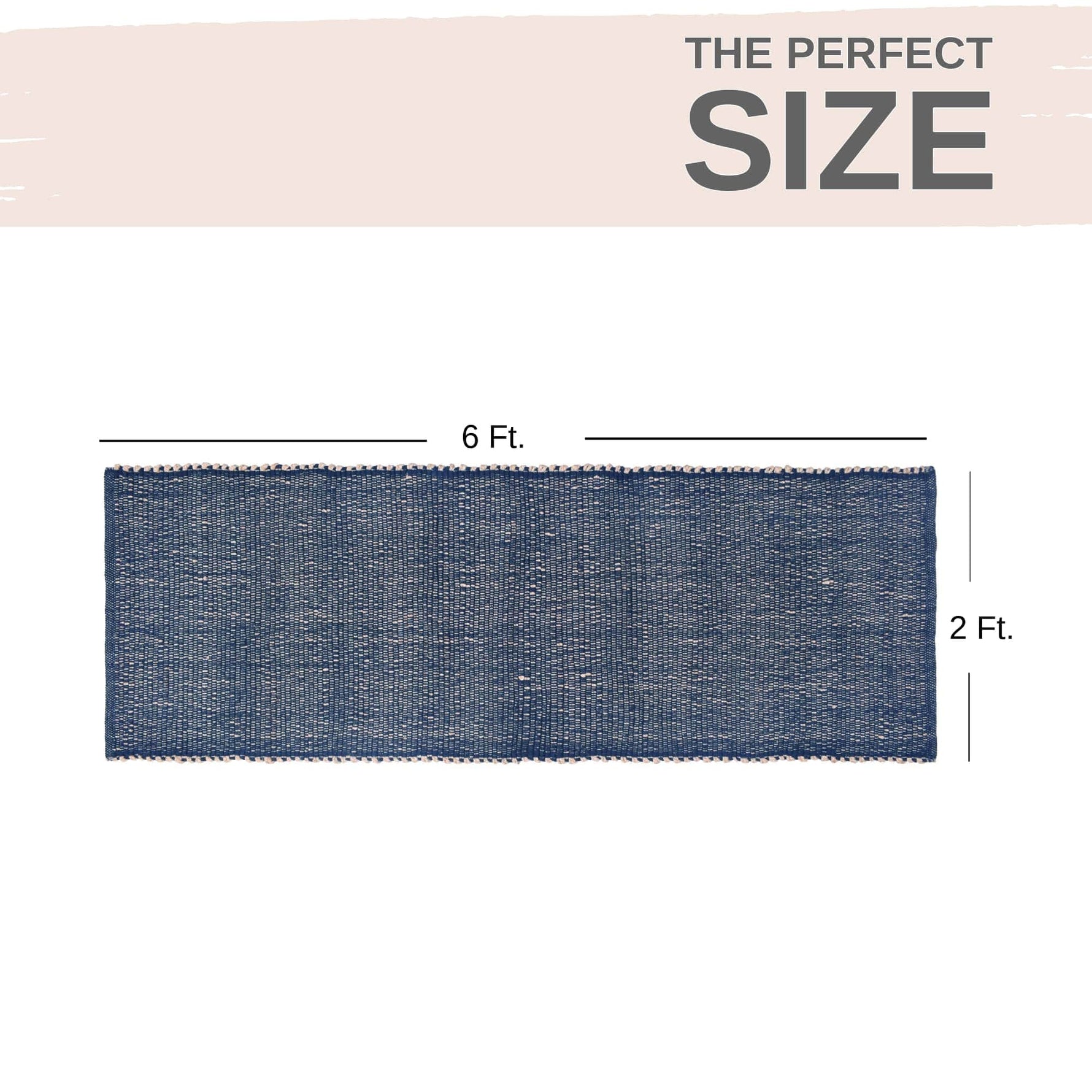 Navy Jute & Cotton Woven Rug - Simple Farmhouse Reversible Rug