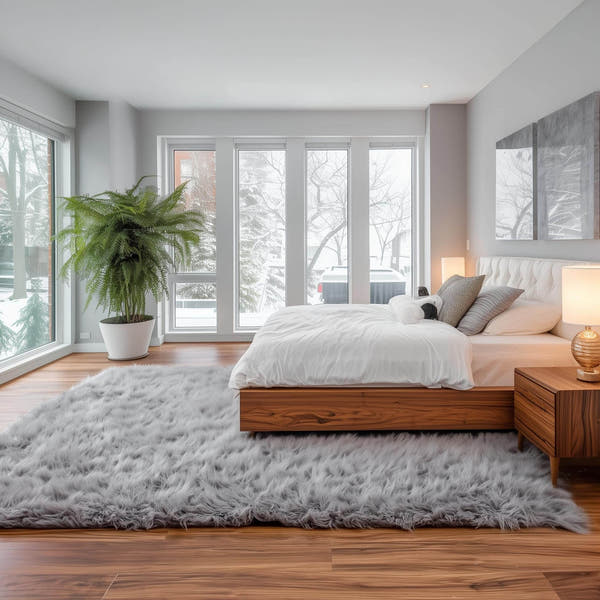 Gray Serene Faux Fur Solid Fake Sheepskin Rug