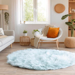 Teal Serene Faux Fur Solid Fake Sheepskin Rug
