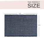 Navy Jute & Cotton Woven Rug - Simple Farmhouse Reversible Rug