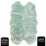 Teal Serene Faux Fur Solid Fake Sheepskin Rug
