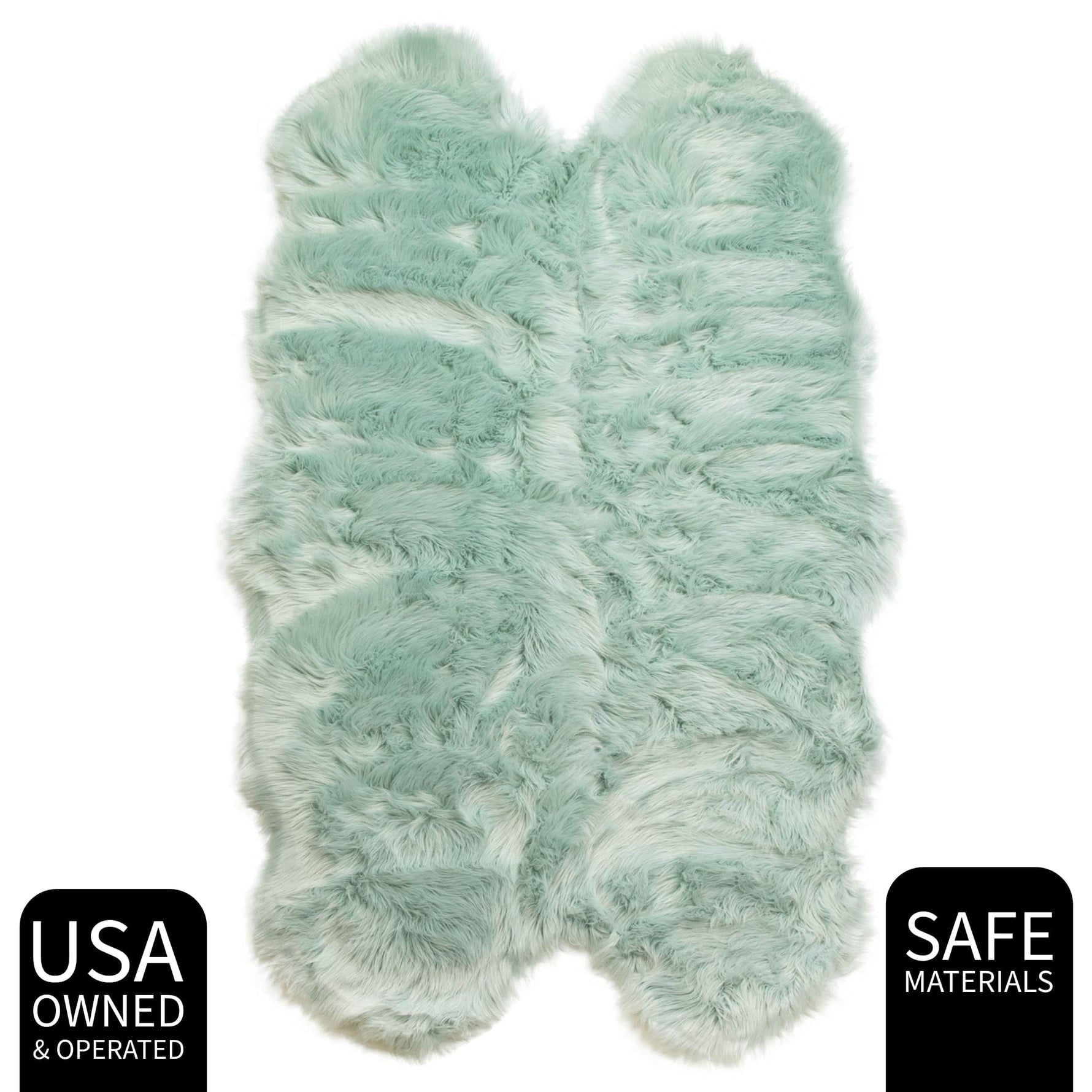 Teal Serene Faux Fur Solid Fake Sheepskin Rug