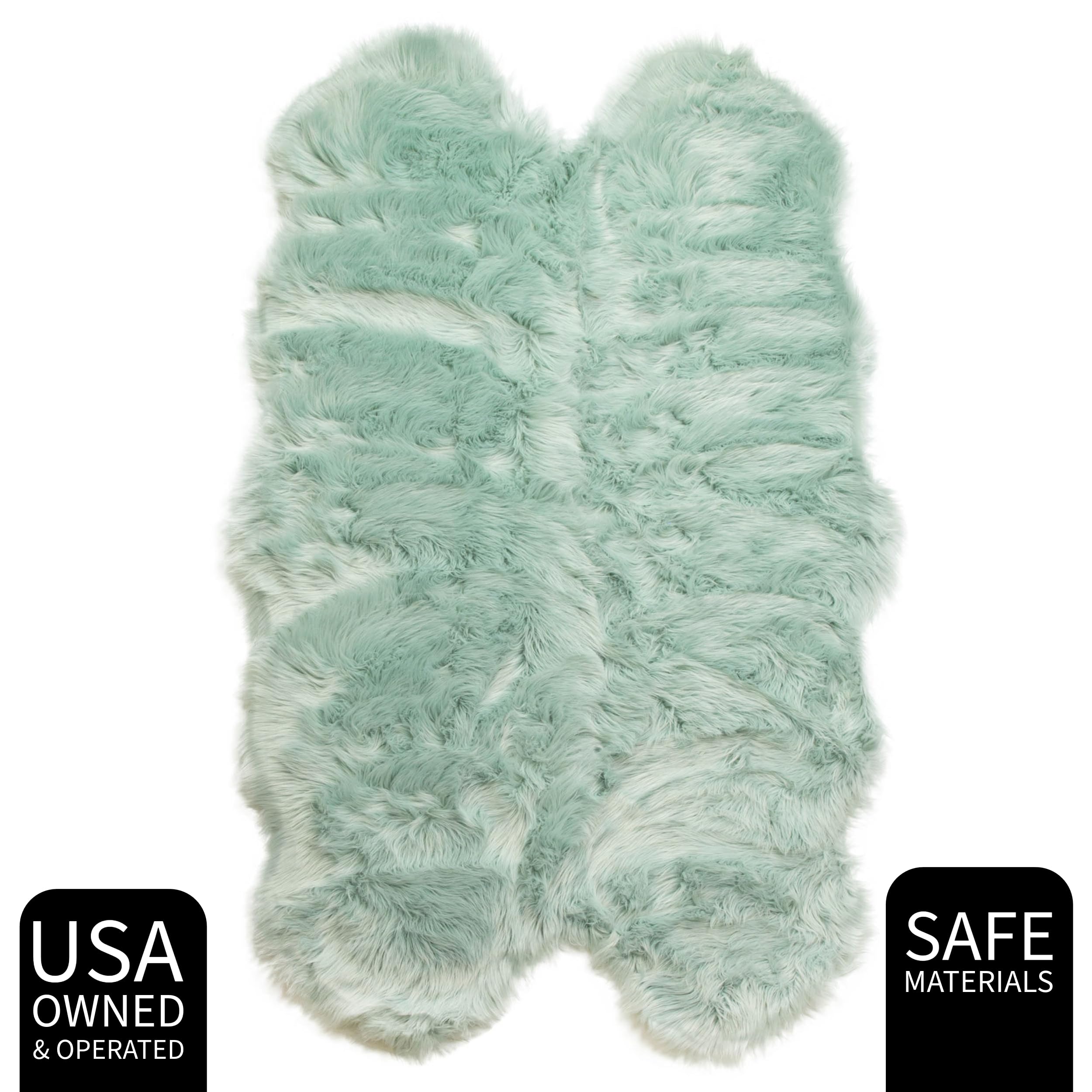 Teal Serene Faux Fur Solid Fake Sheepskin Rug