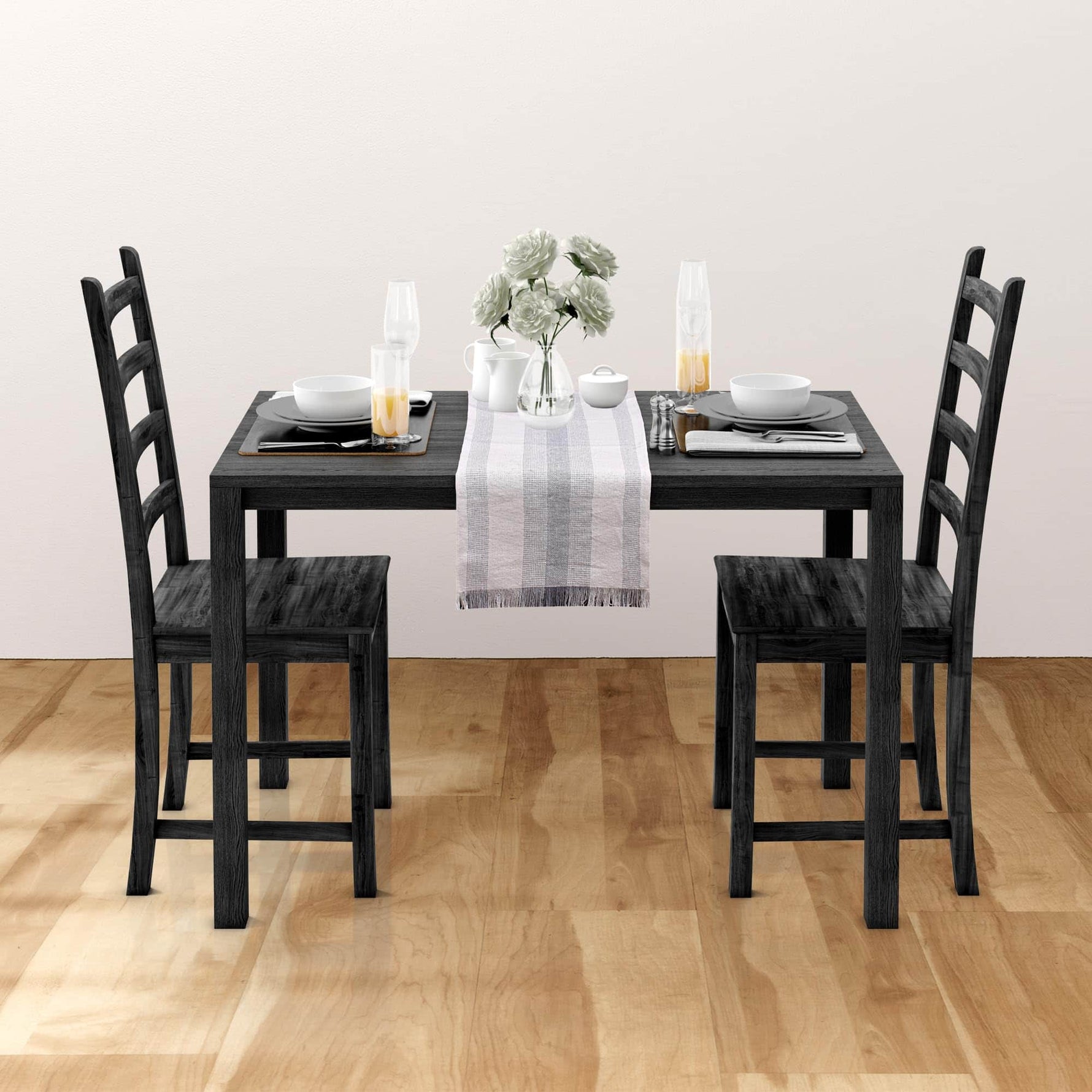 Ivory, Gray Table Runner Cotton Farmhouse Inspired