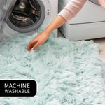 Teal Serene Faux Fur Solid Fake Sheepskin Rug