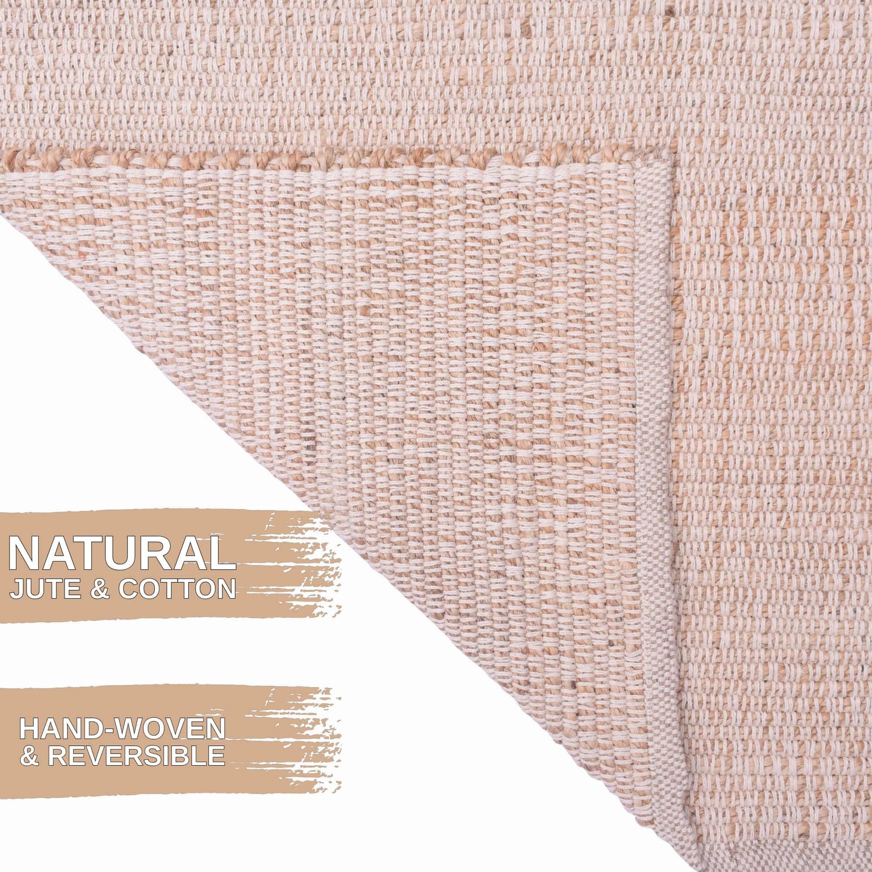 Natural Jute & Cotton Woven Rug - Simple Farmhouse Reversible Rug