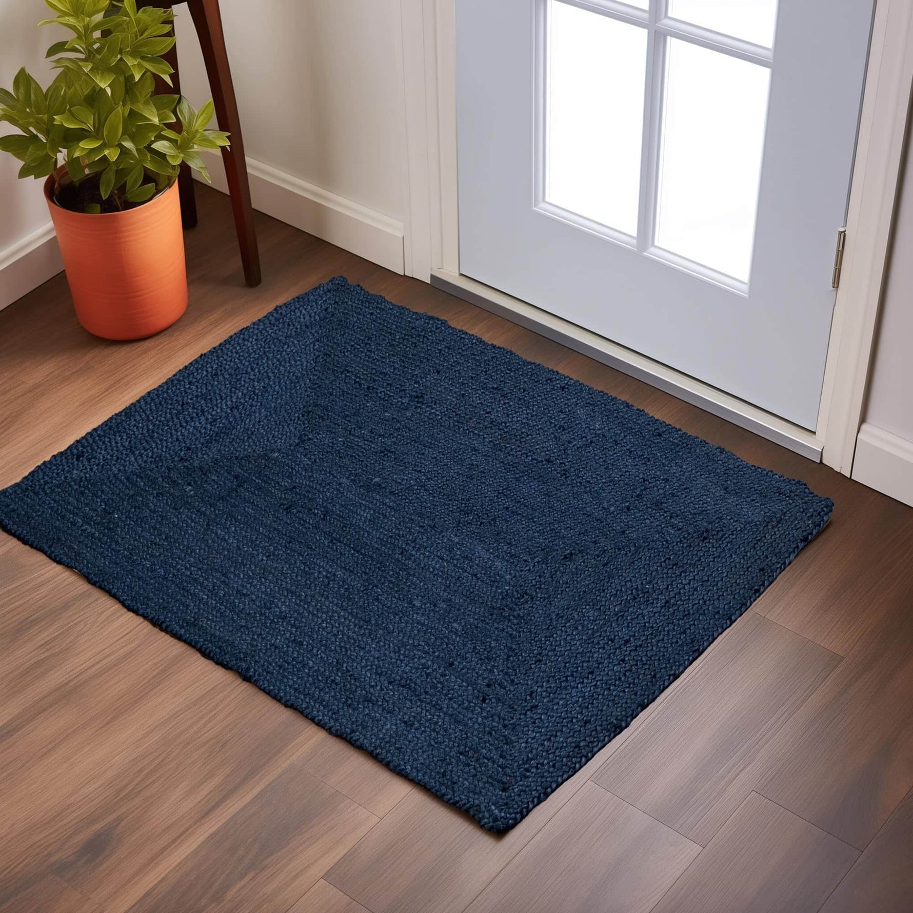 Navy Jute Rug - Plant Based - Reversible Braided Eco-Friendly Rug