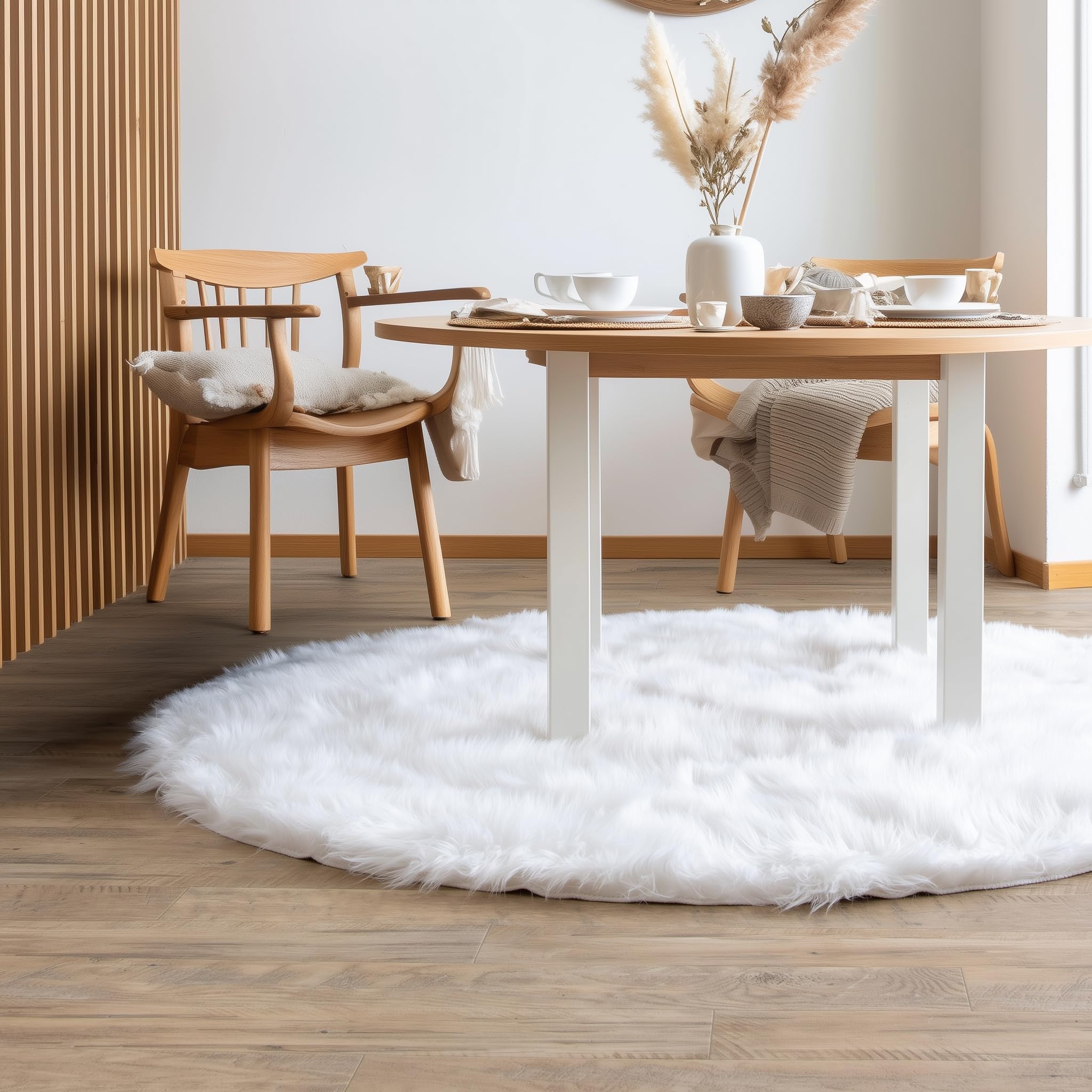 Ivory Serene Faux Fur Solid Fake Sheepskin Rug