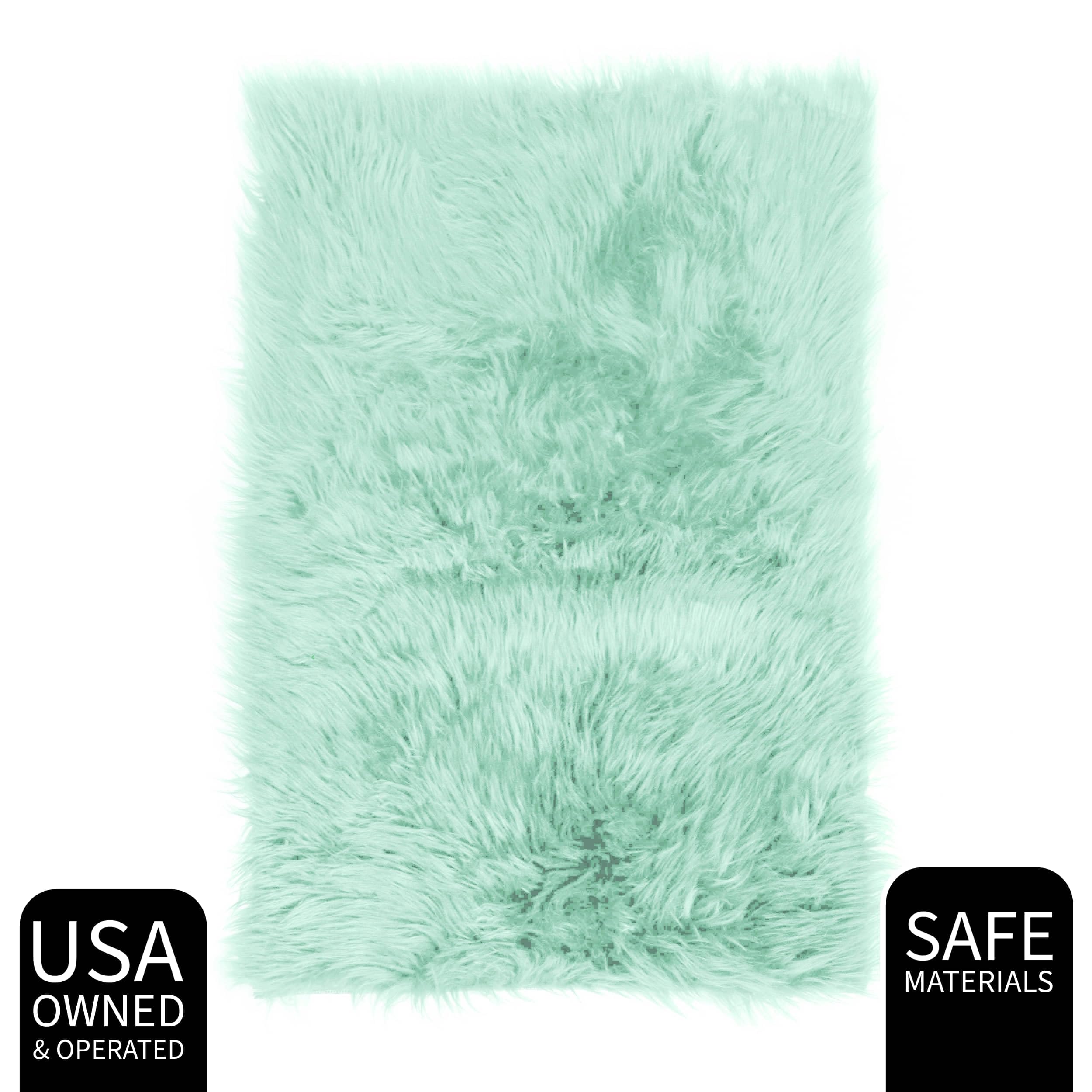 Mint Green Serene Faux Fur Solid Fake Sheepskin Rug
