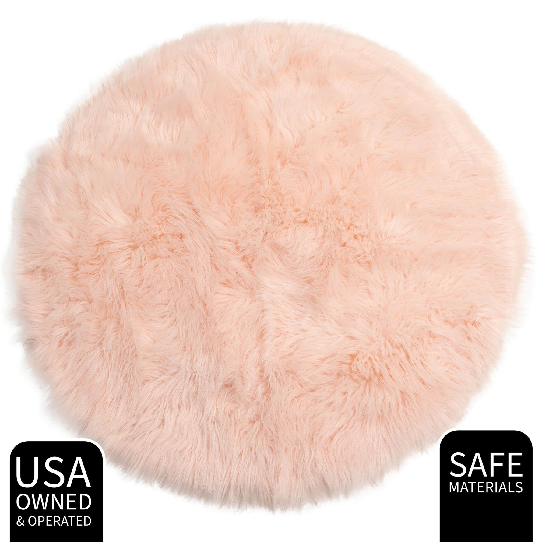 Light Pink Serene Faux Fur Solid Fake Sheepskin Rug
