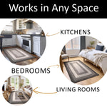 Black, Gray Braided Rug - Soft Cotton Bordered Area Rug for Rustic Farmhouses