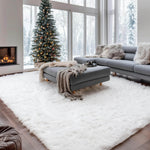Ivory Serene Faux Fur Solid Fake Sheepskin Rug