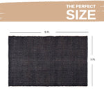 Black Jute & Cotton Woven Rug - Simple Farmhouse Reversible Rug