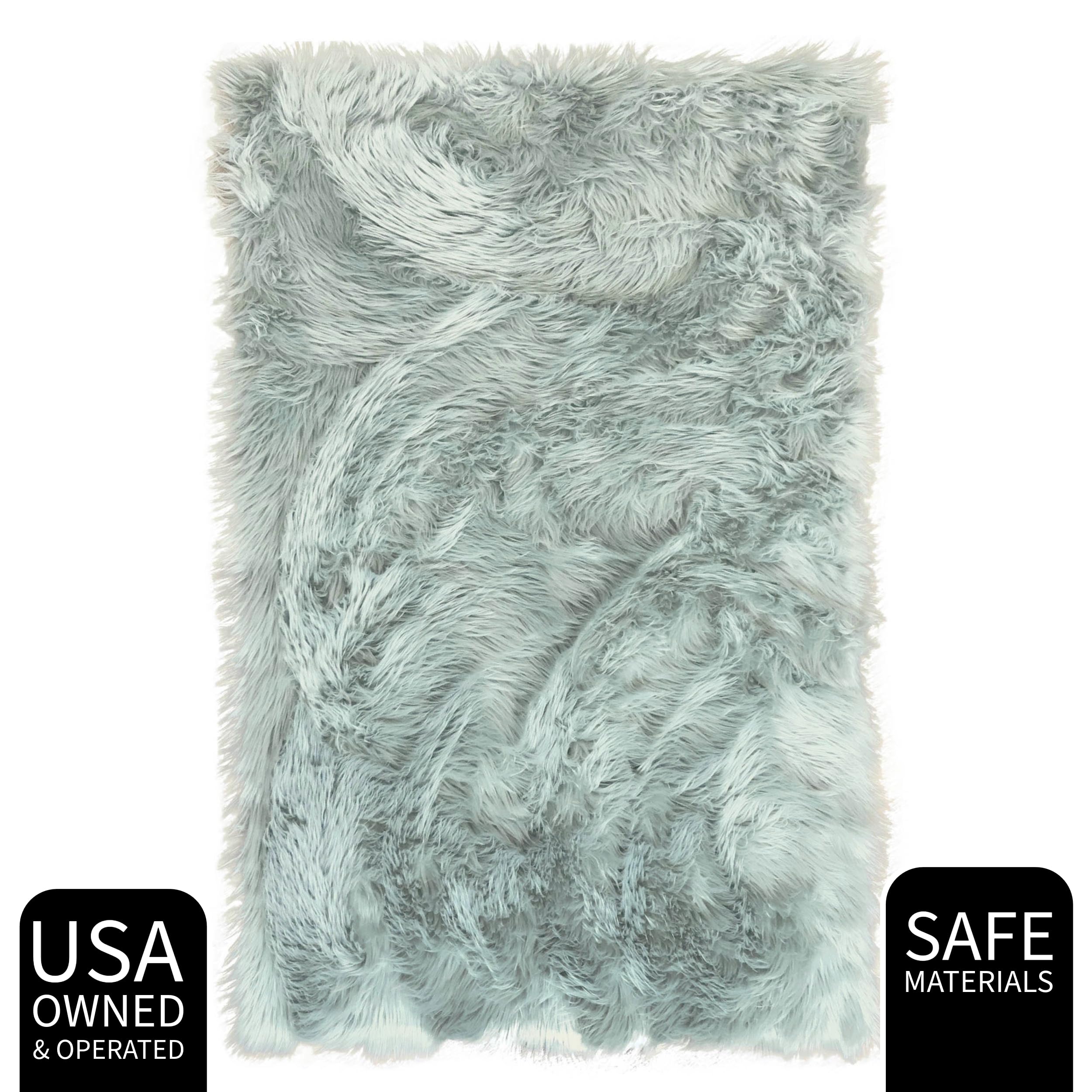 Teal Serene Faux Fur Solid Fake Sheepskin Rug