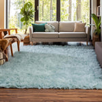 Teal Serene Faux Fur Solid Fake Sheepskin Rug